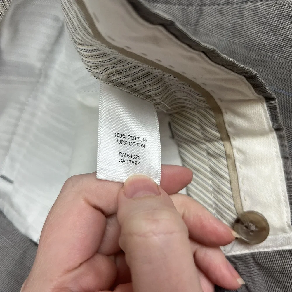 Banana‎ Republic Mens 34x32 Gray Glen Plaid Pants Dark Academia Preppy Old Money